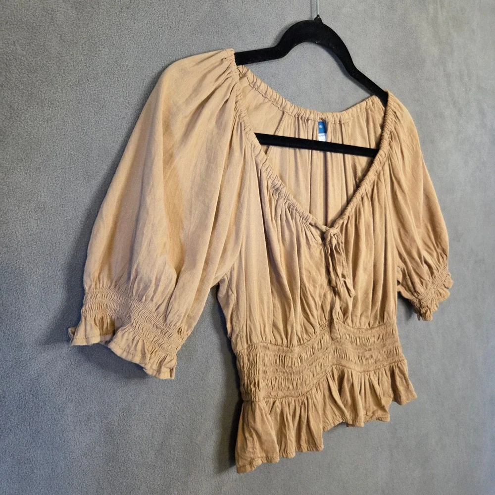 Old Navy Babydoll Milkmaid Top Women's XS Ruffle Boho Cottagecore Peasant